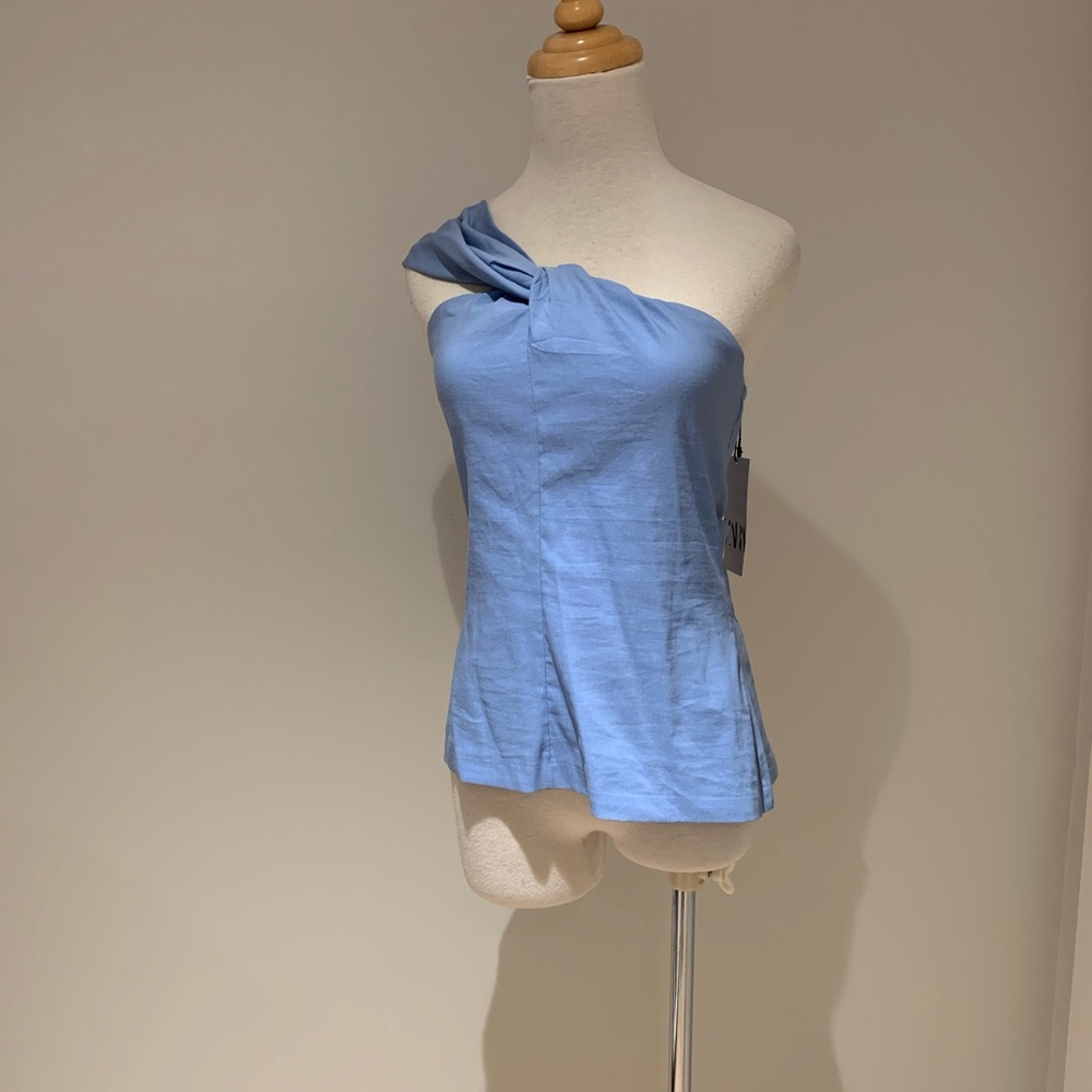 NEW Zara baby blue one shoulder tank top XS